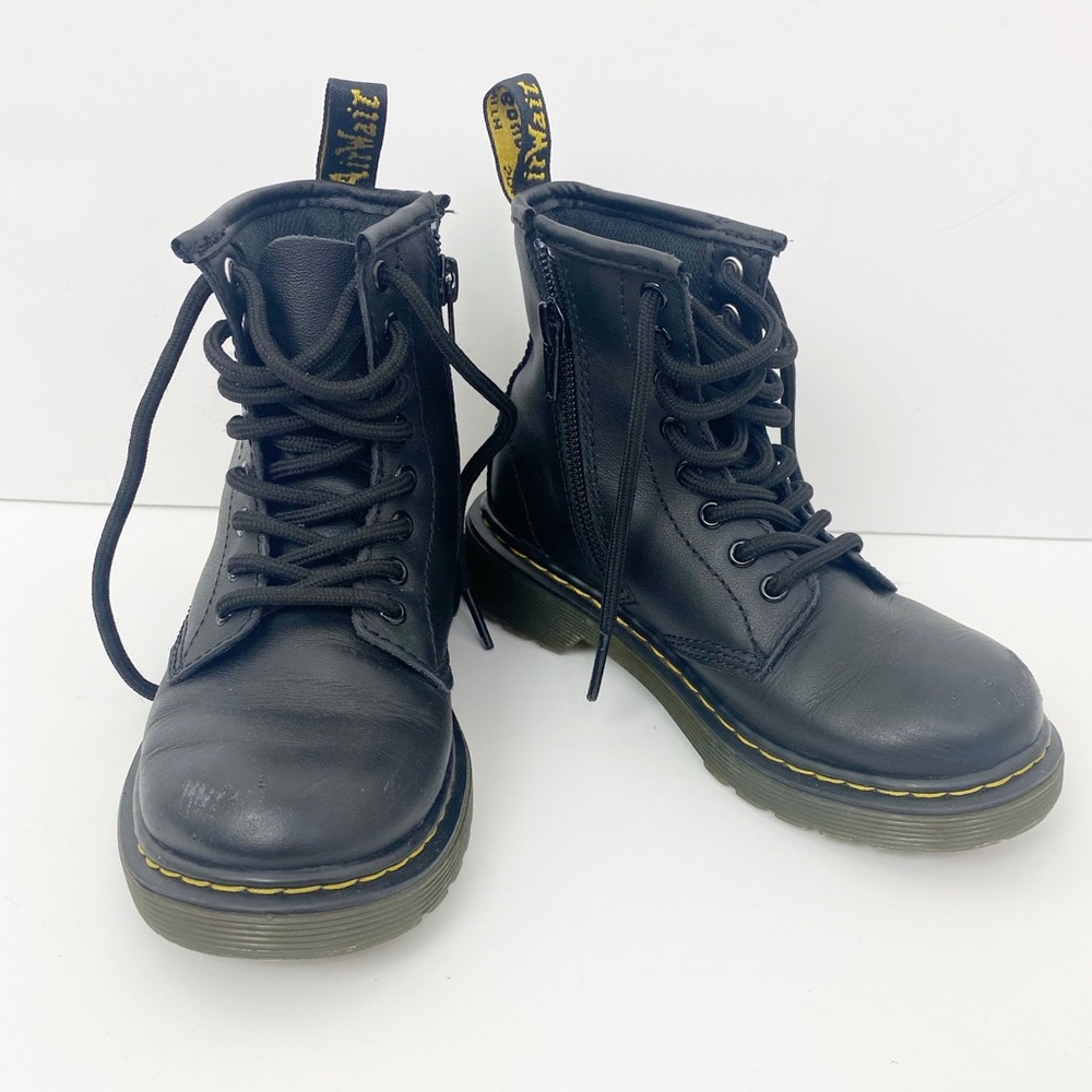 Dr. Doc Martens Girls Size 12 Black Combat Boots
